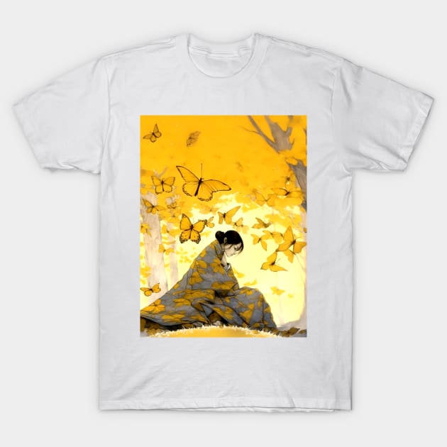 Autumn: Japanese Woman in a Contemplative Moment T-Shirt by Puff Sumo